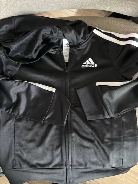 Adidas Boys Zip Up Front Tricot Black 2 pc Jacket Pants Set 4T, Free Ship!