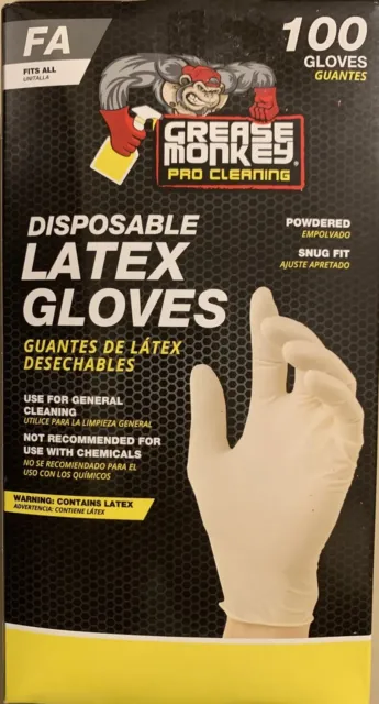 Grease Monkey Pro Cleaning Disposable Latex Gloves 100 Count Fits All