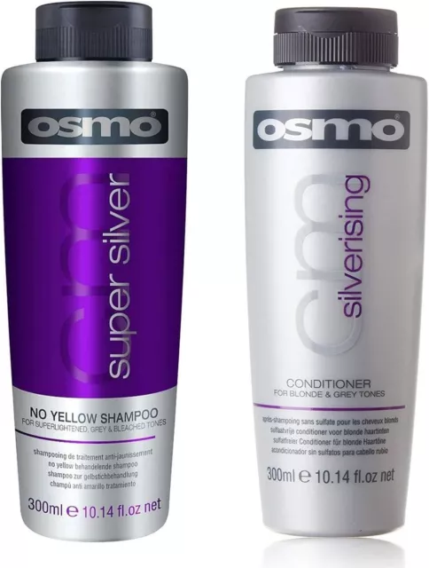 Champú y acondicionador plateado Osmo Super Silver sin amarillo 300 ml doble...