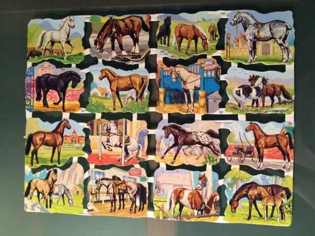 Vintage Scrap / Craft colorful paper diecut horses various breeds  MLP 153 uncut