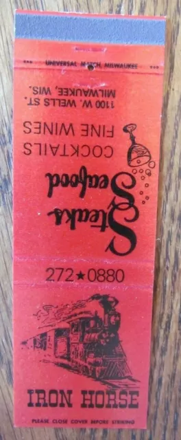 Train On Matchbook Matchcover: Iron Horse Restaurant (Milwaukee, Wisconsin) -E25
