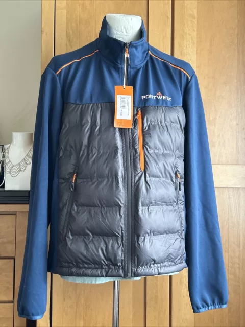 PORTWEST HYBRID BAFFLE insulated Jacket safety work wear. Blue/Grey ...