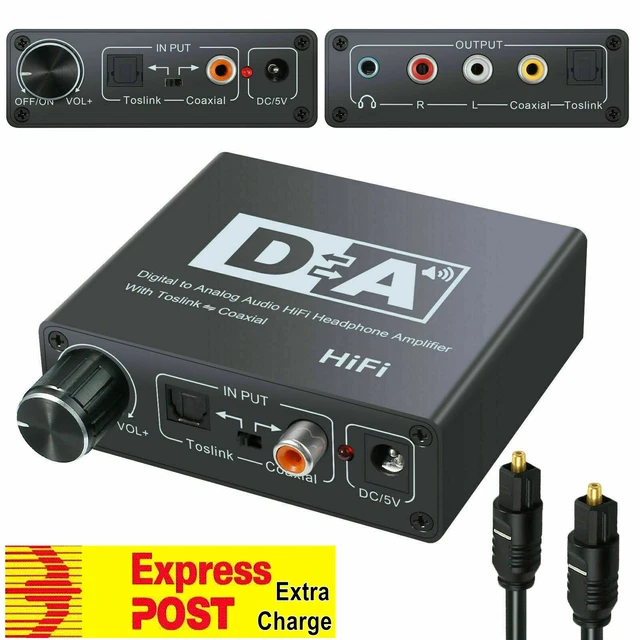 192kHz Digital Optical Coaxial Toslink to Analog RCA L/R 3.5mm Audio Converter