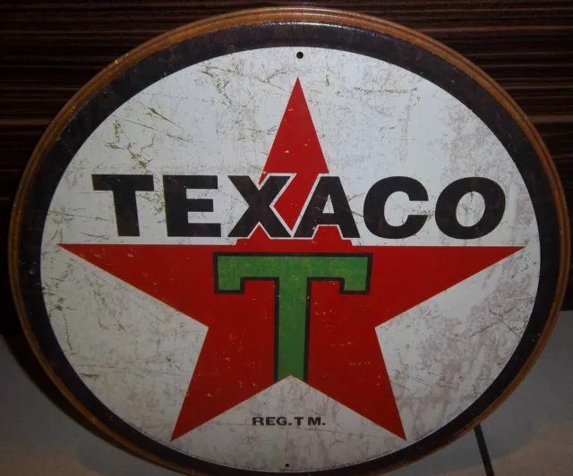 Texaco 1936 Logo,  Vintage-Style Round 12" Metal Wall Sign.oil/Petrol/Gas/Usa