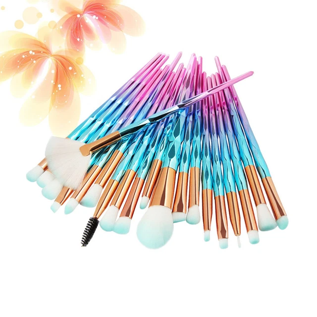 20Pcs Set di pennelli cosmetici di design unicorno Set di pennelli con manici