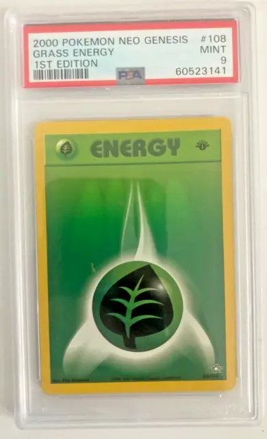 2000 Pokemon Neo Genesis 1st Edition Grass Energy GRADED PSA 9 MINT