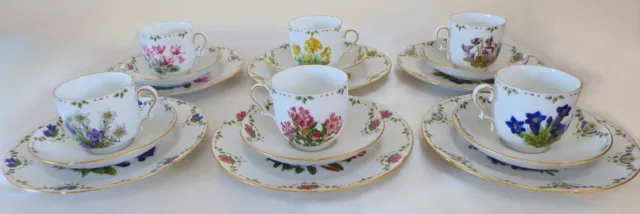 Alpine flower bone china tea set of 6 cups and 6 saucers and 6 side plates