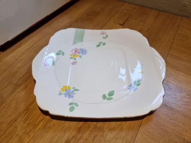 Vintage Grafton China Art Deco Side Plate square floral 21cm