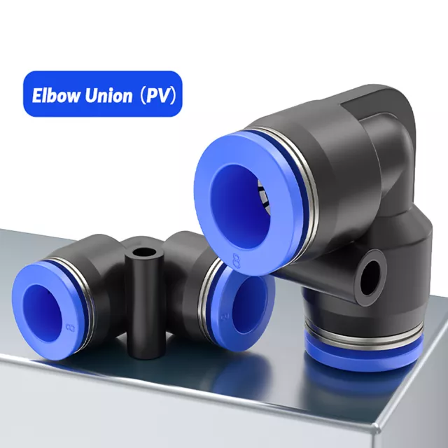 PV Pneumatic Elbow Union Push In To Connect Fitting Hose OD 4 /6/8/10/12/16mm