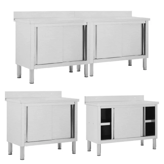 Edelstahl Arbeitstisch Mit Schiebetüren 80x60x80 Cm – Mobiler Gastro-Tisch Mit Regal & Schubladen, Rostfrei Für Küche, Garage & Werkstatt