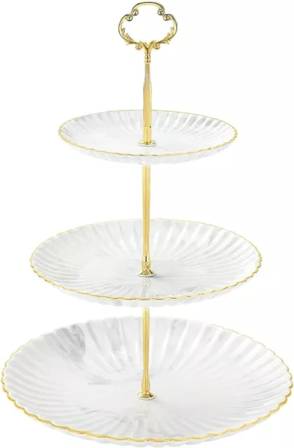 Ceramic Tiered Marble Texture 3 Tier Cake Stand Afternoon Tea Stands