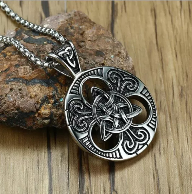 Halskette mit Keltischer Knoten Anhänger Nordisch Triquetra Vintage silber