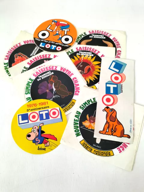 Lot 14 stickers / autocollants LOTO et LOTERIE NATIONALE