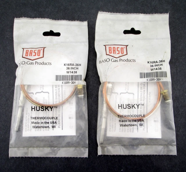 Lot of 2 - K16RA-36H BASO Husky Nickel Plated Thermocouple 36 In  K16 Series NOS