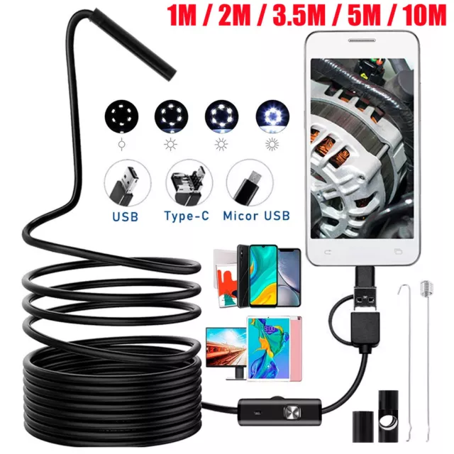 USB Type C Endoscope Borescope Snake Inspection Camera 3 in 1 for Phone Android