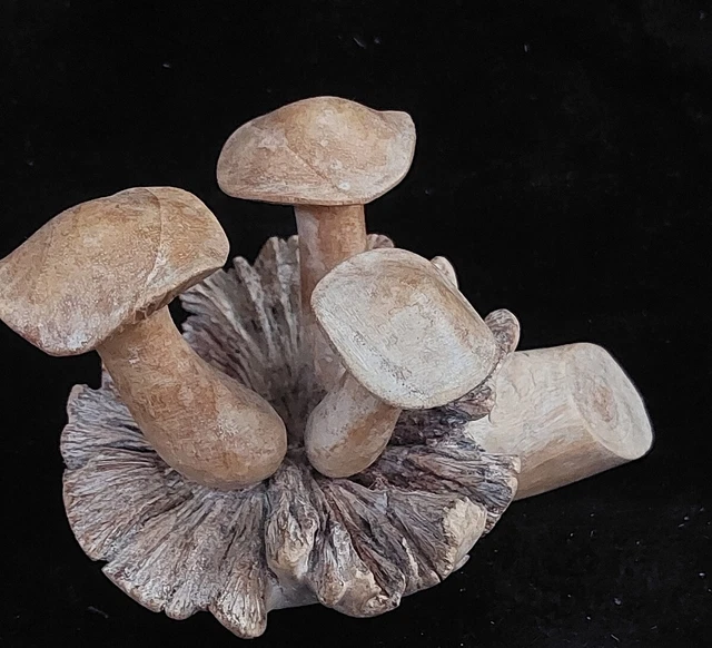 Magic Bali Mushroom Statue Parasite Wood Carving Balinese Art Sculpture