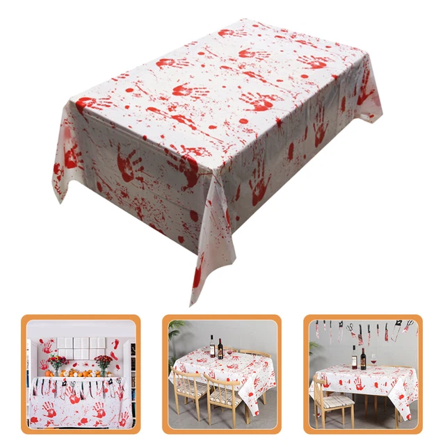 Mantel oblongo estampado a mano sangriento mantel cena fiesta mesa esqueleto