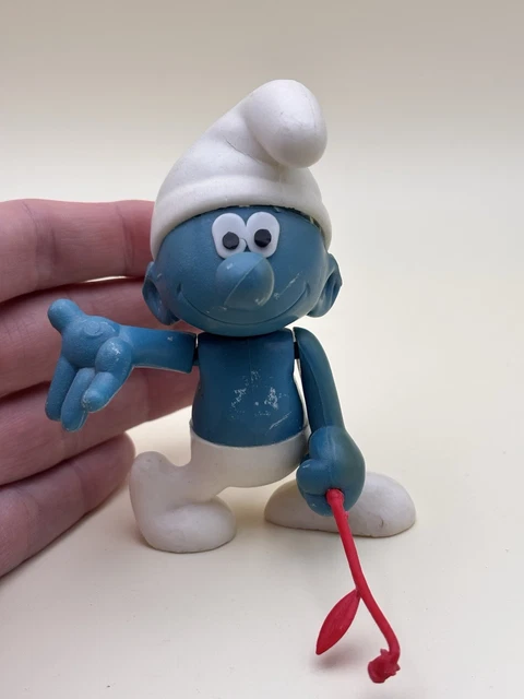 Figurine Flexible Schtroumpf Ceji / Peyo 1983 - Sous Blister (carton Usé)