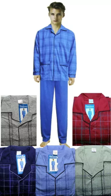 Herren Winter angeraut Schlafanzug, warm Pijama in Blau, Grün, Rot, Grau Bnn5