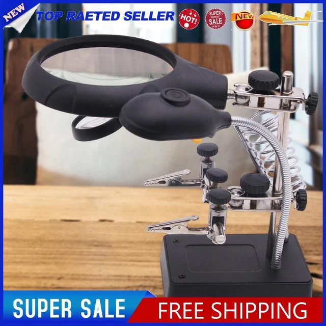 3X 5X 8X Desktop Magnifying Glass Helping Hands Soldering Magnifier Repair Tool