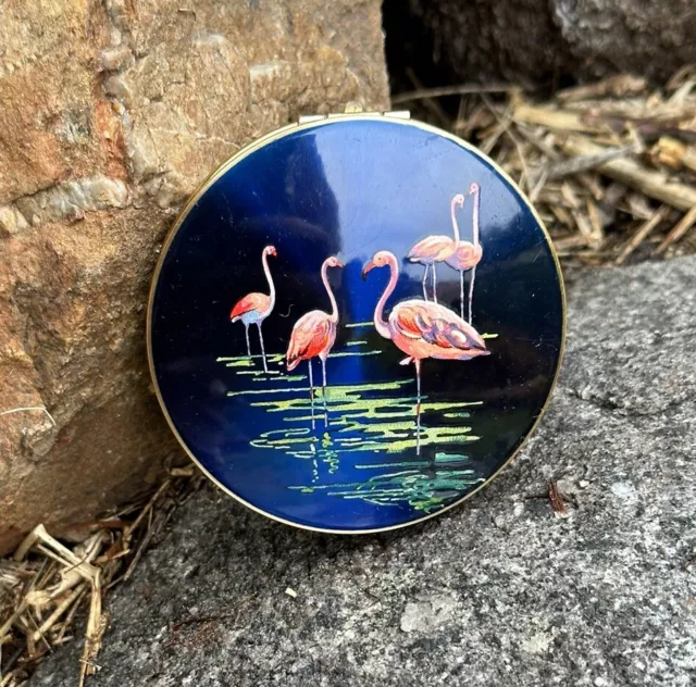 Vintage 1950s STRATTON England Compact Flamingos Excellent Condition