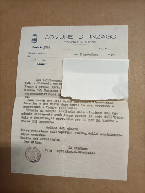 Documento - Comune Di Inzago - 1951