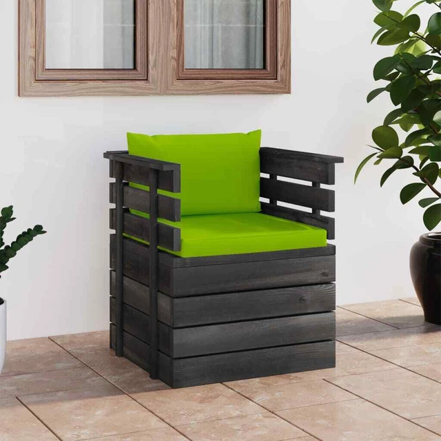 vidaXL Fauteuil de jardin avec coussins Bois de pin 012 OBF