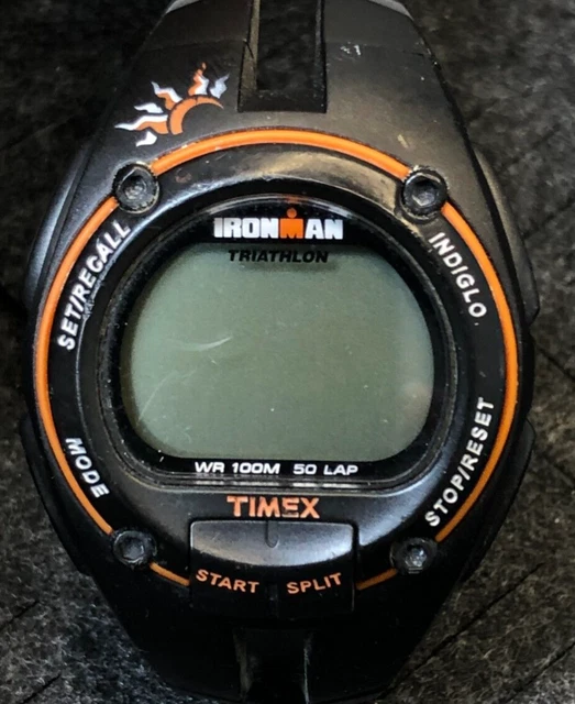 TIMEX IRONMAN TRIATHLON Digital Watch Black Tone WR100M Needs Battery