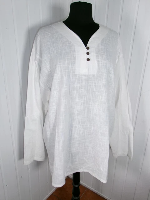 Top Chemisier Tunique Blanc Du Nil - Blanc Dentelle - Manches Courtes - Taille 1 (34/36)