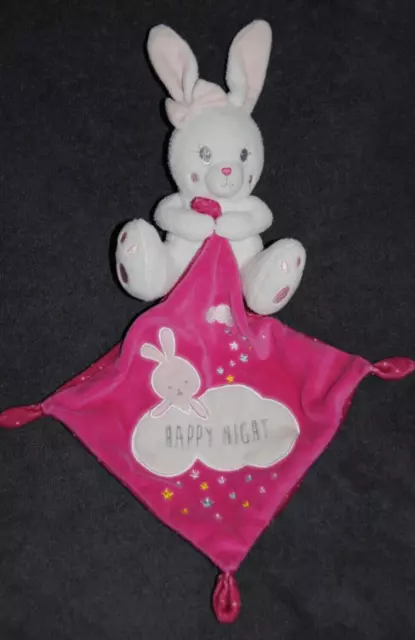 Peluche Doudou Lapin SIMBA TOYS NICOTOY KIABI Mouchoir Rose Happy Night TTBE