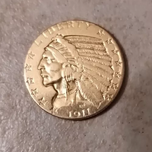 1911 United States Indian Head Half Eagle $5.00 Five Dollar .900 GOLD Coin