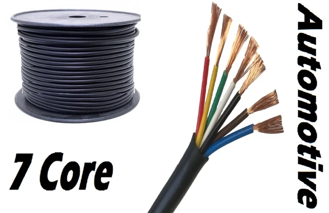 Câble électrique 7 Brins 16,5 AMP Pour Caravane Remorque - Fil 12V/24V Multicœur Pour Feux LED, éclairage, Longueur à Préciser