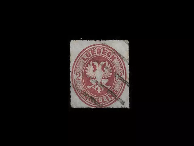 GERMAN STATES LUBECK STAMP - 1863 Coat of Arms USED