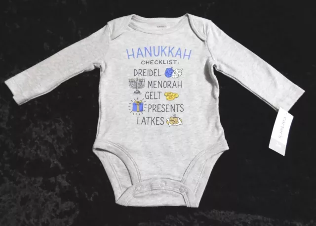 Carters Hanukkah Checklist Infant One-Piece Bodysuit (SIZE 3 Months) NEW!