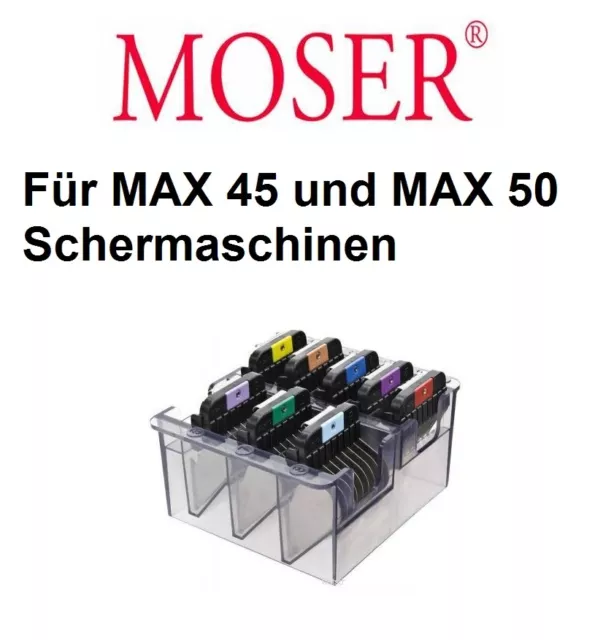 8 Metall Aufsteckkämme Edelstahl Moser Schermaschine Max 45 + 50 Aufsteckkamm