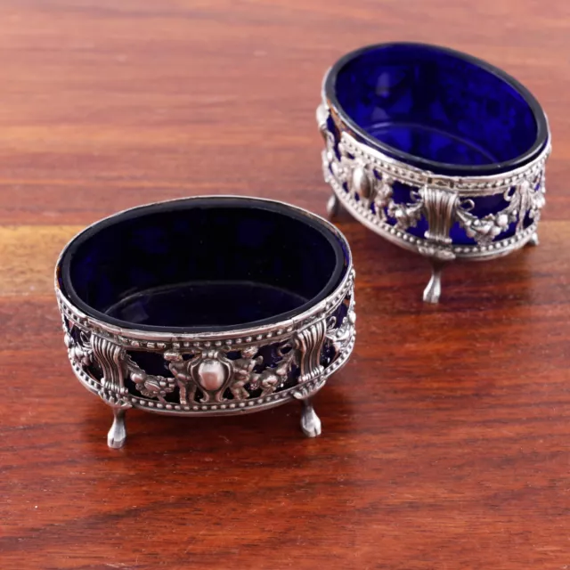 Superb Nn Maker French Rococo 950 Silver Openwork Footed Salt Cellars 1784