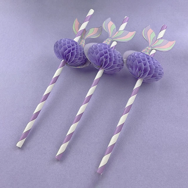 10pcs Creative Mermaid Tail Honeycomb Straw Under the Sea Mermaid Party Decor#
