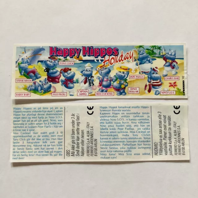 Üei Kinder Ferrero - HPF - BPZ Beipackzettel - Happy Hippos Holiday DK,N,SF,S #2