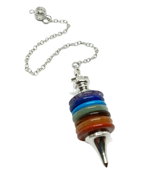 7 Chakra Pendule Gemstone Sourcier Véritable Disque Cristal Divination...