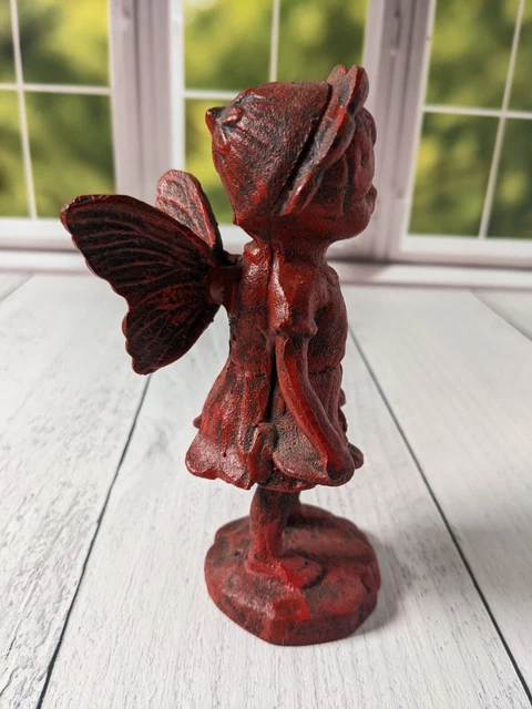 Upper Deck Angel Winged Pixie Fairy with Floral Bonnet Rustic Finish in Red 2