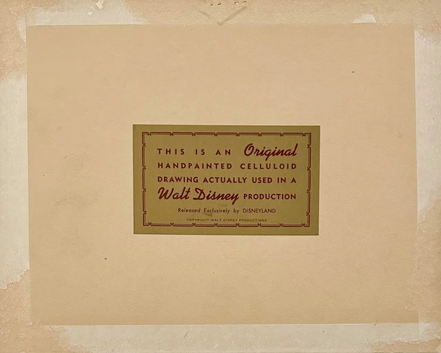 RARE WALT DISNEY Art Corner Label Original Production Animation Cel 1.