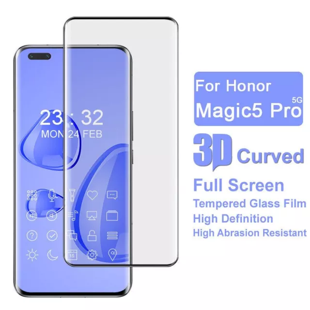 For Honor Magic 5 Pro 5G 3D Full Curved  Tempered Glass Screen Protector Cover