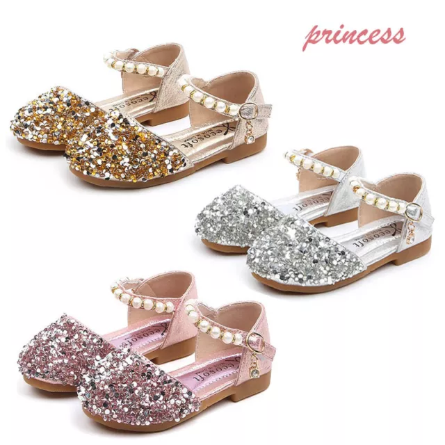 Niños Bebé Niñas Brillo Baile Princesa Zapatos Boda Fiesta Vestido Sandalias Verano