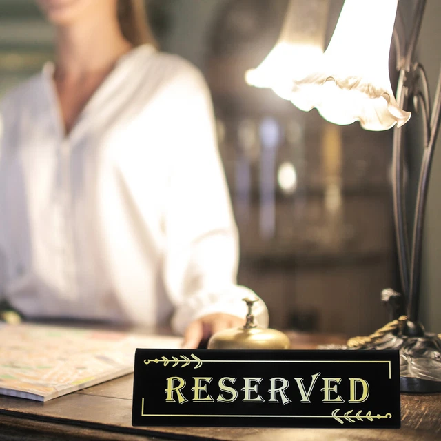 Cartello Riservato Da Tavolo In Metallo - Segnaposto Bifacciale A Forma Di Tenda Per Eventi, 12x5.3 Cm - Foto 8