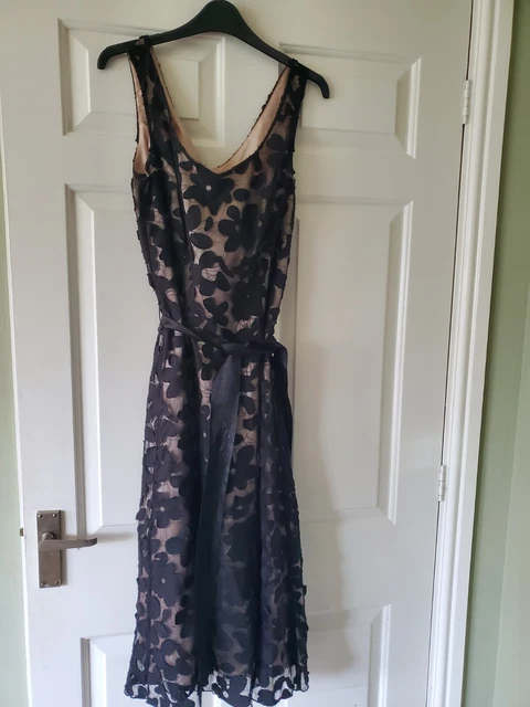 DEBENHAMS COLLECTION BLACK Lace Nude Sleeveless Midi Party Cocktail Dress UK 12 9.99 PicClick UK