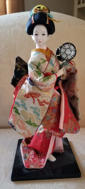 Vintage Japanese Geisha Doll 13 inch  TSUZUMI Hand Drum