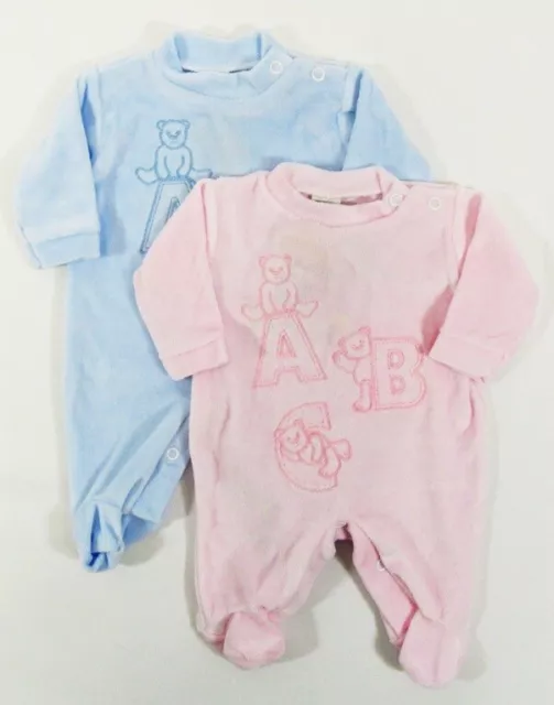 Premature Tiny Baby Boys Girls All in One Babygrow Sleepsuit Velour 3 5 8 lbs 57