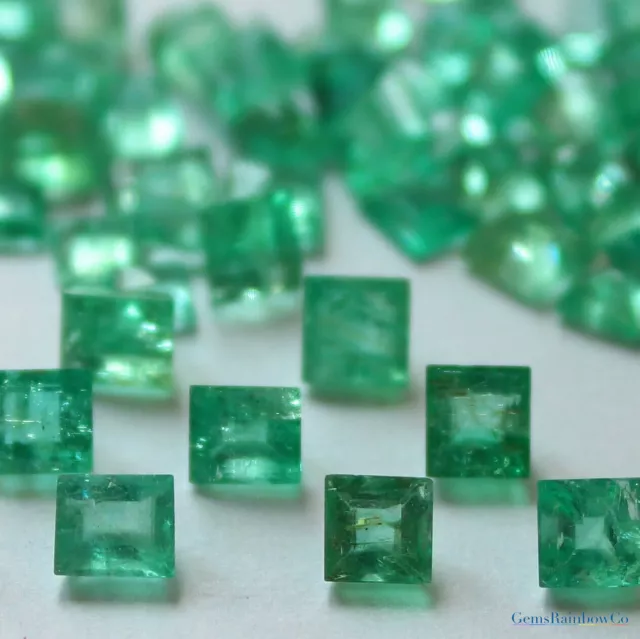 Natürlicher sambischer Smaragd, quadratisch, grüne Farbe, 3 mm bis 4 mm, #277