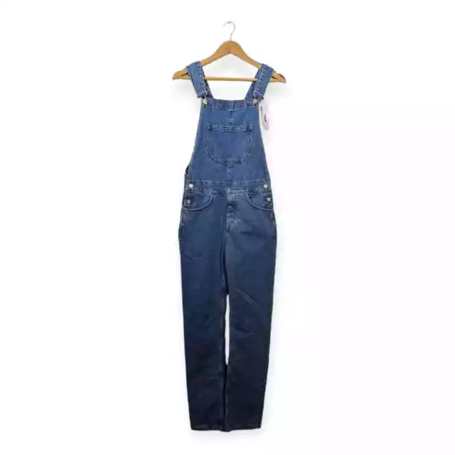 NWT ASOS Design Women Pants Mid Blue Denim Straight Leg Overalls Size 2XS