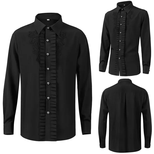 Elegant Men's Renaissance Gothic Victorian Shirts with Accordion Pleats